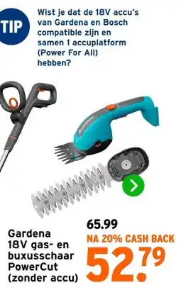 GAMMA Gardena 18V gas- en buxusschaar PowerCut (zonder accu) aanbieding