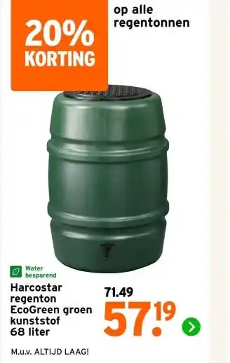 GAMMA Harcostar regenton EcoGreen groen kunststof aanbieding