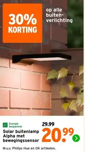 GAMMA Solar buitenlamp Alpha met bewegingssensor aanbieding