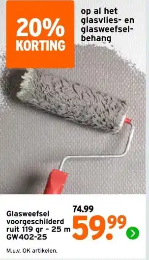 GAMMA Glasweefsel voorgeschilderd ruit aanbieding