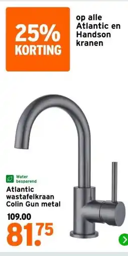 GAMMA Water besparend Atlantic wastafelkraan Colin Gun metal aanbieding