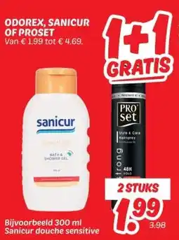Dekamarkt ODOREX, SANICUR OF PROSET aanbieding