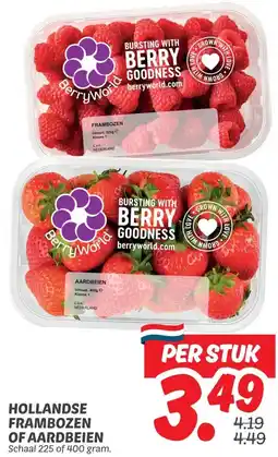 Dekamarkt HOLLANDSE FRAMBOZEN OF AARDBEIEN aanbieding