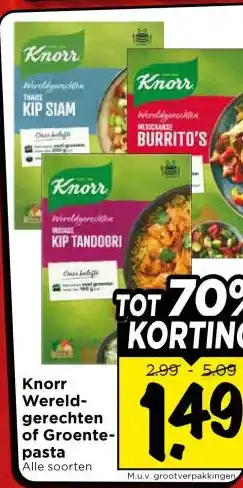 Vomar Voordeelmarkt Knorr Wereld- gerechten of Groente-pasta aanbieding