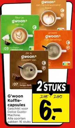 Vomar Voordeelmarkt G'woon Koffie- capsules aanbieding
