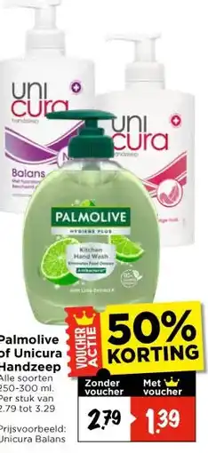 Vomar Voordeelmarkt Palmolive of Unicura Handzeep aanbieding