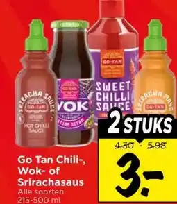Vomar Voordeelmarkt Go Tan Chili-, Wok- of Srirachasaus aanbieding