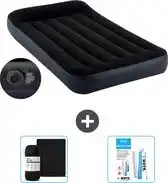 Bol.com Intex Luchtbed - 1-Persoons - 99 x 191 x 25 cm - Blauw - Inclusief pomp - Hoeslaken en Reparatieset aanbieding
