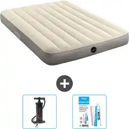 Bol.com Intex Luchtbed - Twijfelaar - 137 x 191 x 25 cm - Beige - Inclusief Pomp en Reparatieset aanbieding