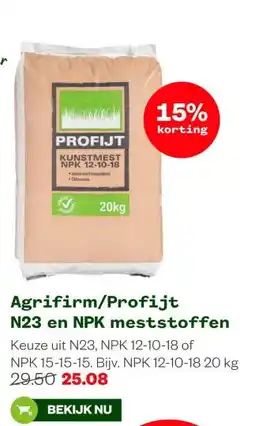 Welkoop Agrifirm/Profijt N23 en NPK meststoffen aanbieding
