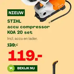 Welkoop STIHL accu compressor KOA 20 set aanbieding