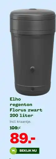 Welkoop Elho regenton Florus zwart 200 liter aanbieding