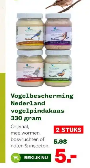 Welkoop Vogelbescherming Nederland vogelpindakaas 330 gram aanbieding