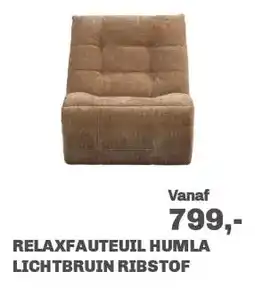 Trendhopper Relaxfauteuil Humla Lichtbruin ribstof aanbieding