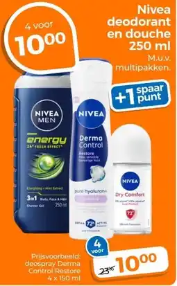 Trekpleister Nivea deodorant en douche 250 ml aanbieding