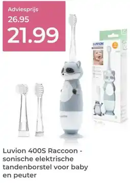 Prenatal Luvion 400S Raccoon - sonische elektrische tandenborstel voor baby en peuter aanbieding