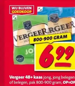 Nettorama Vergeer 48+ kaas jong, jong belegen of belegen, pak 800-900 gram, OP=OP! aanbieding