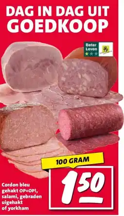 Nettorama Cordon bleu gehakt OP=OP!, salami, gebraden uigehakt of yorkham aanbieding