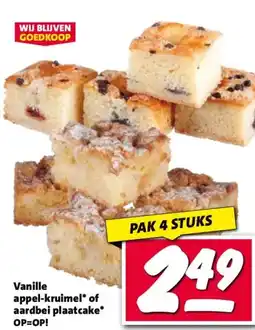 Nettorama Vanille appel-kruimel* of aardbei plaatcake* OP=OP! aanbieding
