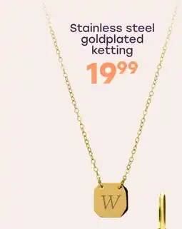 Lucardi Stainless steel goldplated ketting met hanger voor dames aanbieding