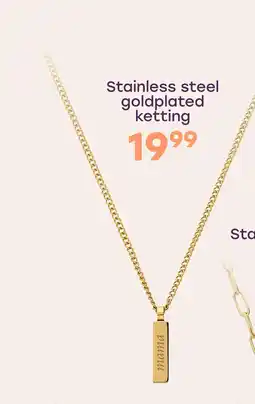 Lucardi Stainless steel goldplating ketting met hanger voor dames aanbieding
