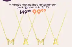 Lucardi 9 karaat ketting met hanger letter voor dames aanbieding