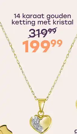 Lucardi 14 karaat gouden ketting hanger hart kristal voor dames aanbieding