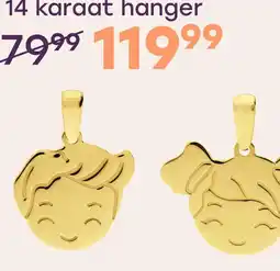 Lucardi 14 karaat geelgouden hanger meisjeskopje aanbieding
