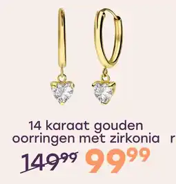 Lucardi 14 karaat geelgouden oorbellen met hart zirkonia aanbieding