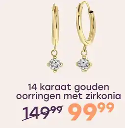 Lucardi 14 karaat geelgouden oorbellen met zirkonia hanger aanbieding