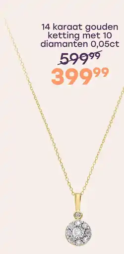 Lucardi Diamond luxury 14 karaat gouden ketting met 10 diamanten 0,05ct voor dames aanbieding