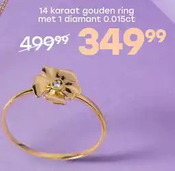 Lucardi 14 karaat geelgouden ring met diamant 0.01ct voor dames aanbieding