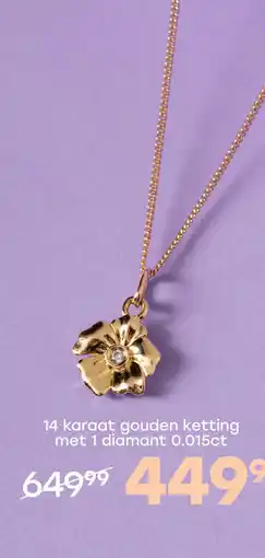 Lucardi 14 karaat geelgouden ketting met hanger met diamant 0.01ct voor dames aanbieding