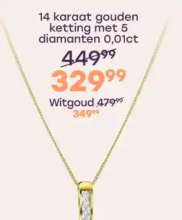 Lucardi 14 Karaat geelgouden ketting met diamant 0,01ct aanbieding