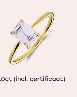 Lucardi 14 karaat ring met lab grown diamant 1ct emerald aanbieding