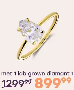 Lucardi 14 karaat ring met lab grown diamant 1ct peer aanbieding