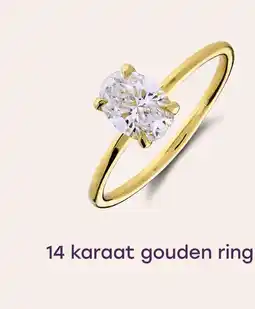Lucardi 14 karaat ring met lab grown diamant 1ct ovaal aanbieding