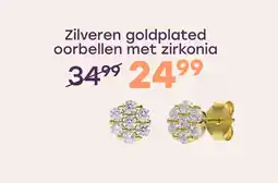 Lucardi Zilveren goldplated oorknoppen bloem met zirkonia voor dames aanbieding