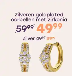 Lucardi Zilveren goldplated oorbellen bloem met zirkonia voor dames aanbieding