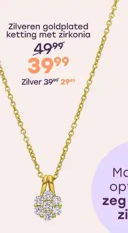 Lucardi Zilveren goldplated ketting bloem met zirkonia voor dames aanbieding