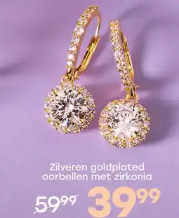 Lucardi Zilveren goldplated oorringen met zirkonia voor dames aanbieding