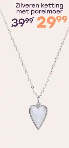 Lucardi Zilveren ketting hart parelmoer aanbieding