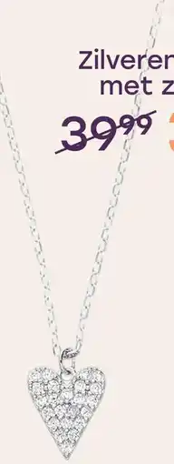 Lucardi Zilveren ketting hanger hart met zirkonia voor dames aanbieding
