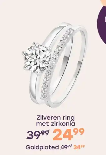 Zilveren dubbele ring met zirkonia