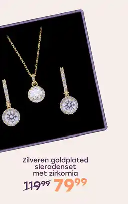 Lucardi Zilveren sieradenset goldplated ketting met hanger en bijpassende oorbellen met zirkonia voor dames aanbieding