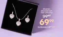 Lucardi Zilveren set ketting en oorbellen hart aanbieding
