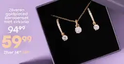 Lucardi Zilveren goldplated sieradenset met zirkonia voor dames aanbieding