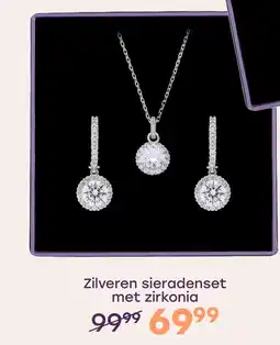 Lucardi Zilveren sieradenset ketting met hanger en bijpassende oorbellen met zirkonia voor dames aanbieding