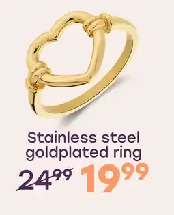 Lucardi Stainless steel goldplated ring hart voor dames aanbieding