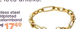 Lucardi Stainless steel goldplated schakelarmband voor dames aanbieding